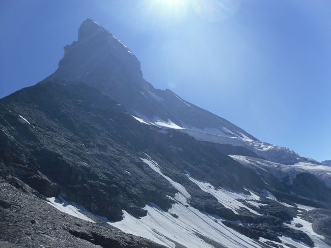 Matterhorn při sestupu z chaty